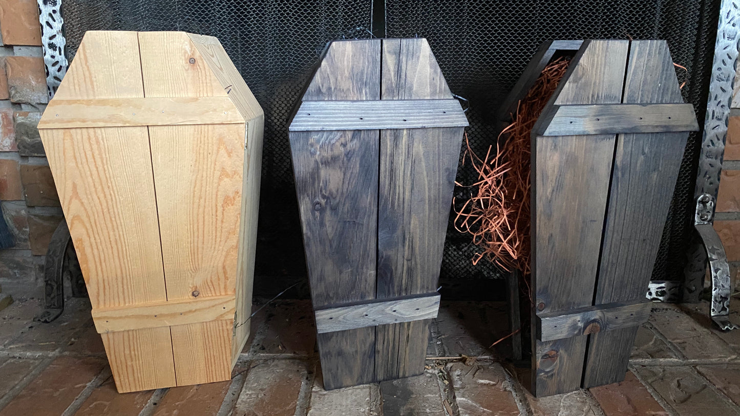 Wooden Coffin Wine Cask, 14.25" x 7" x 4.75"