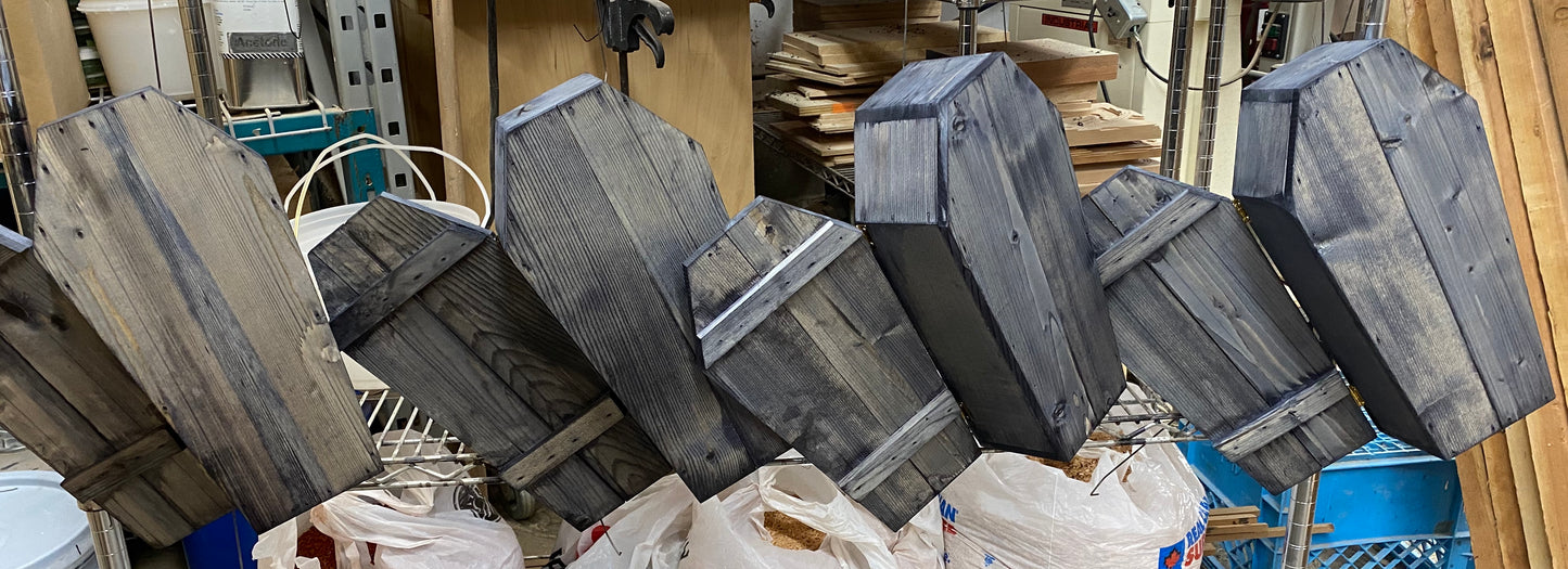 Wooden Coffin Wine Cask, 14.25" x 7" x 4.75"