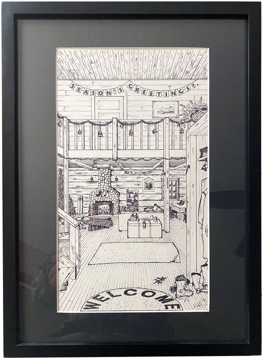 Holiday Cabin Print, Framed w/Matte, 16" x 22"