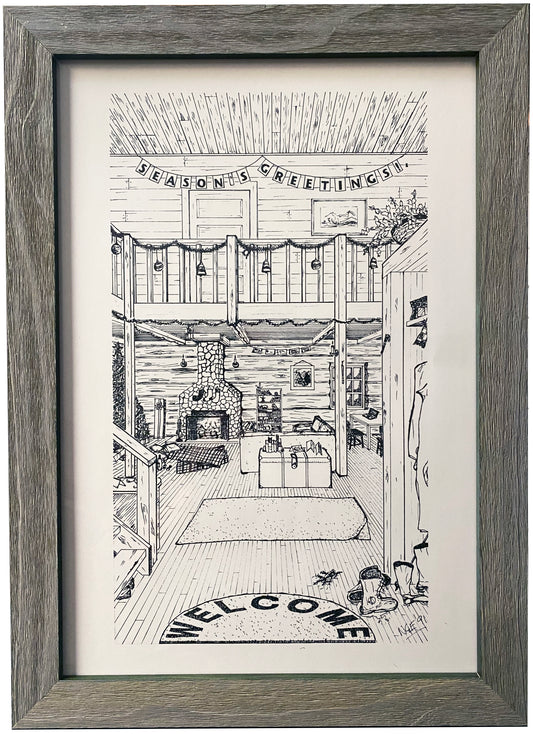 Holiday Cabin Print, Framed, 16" x 22"